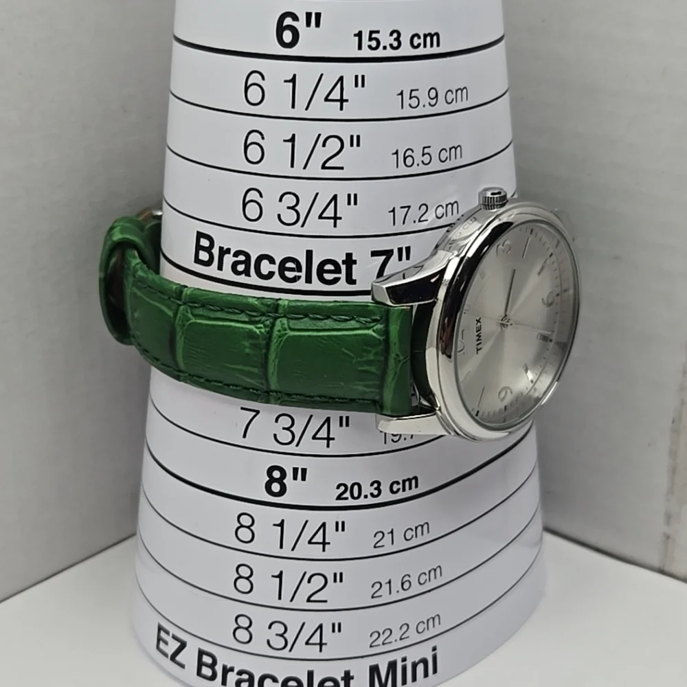 Womens Timex Easy Reader Watch Silver Tone Green Croco Dress Classic New Battery